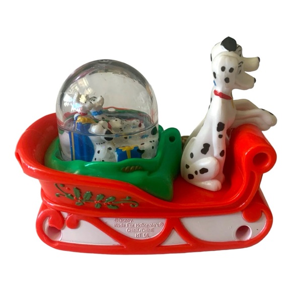 VTG 1996 Disney 101 Dalmatians Sleigh & Snowman Water Globe Toys xmas Ornaments - Picture 3 of 16